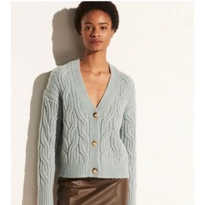 Vince Womens  Twisted Chain Alpaca & Wool-Blend Cardigan, Blue